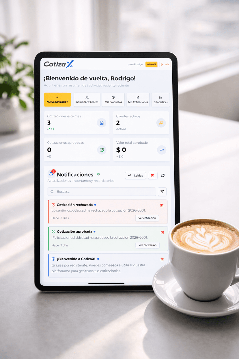 Cotizaciones profesionales organizadas con CotizaX - PDFs elegantes y gestión digital